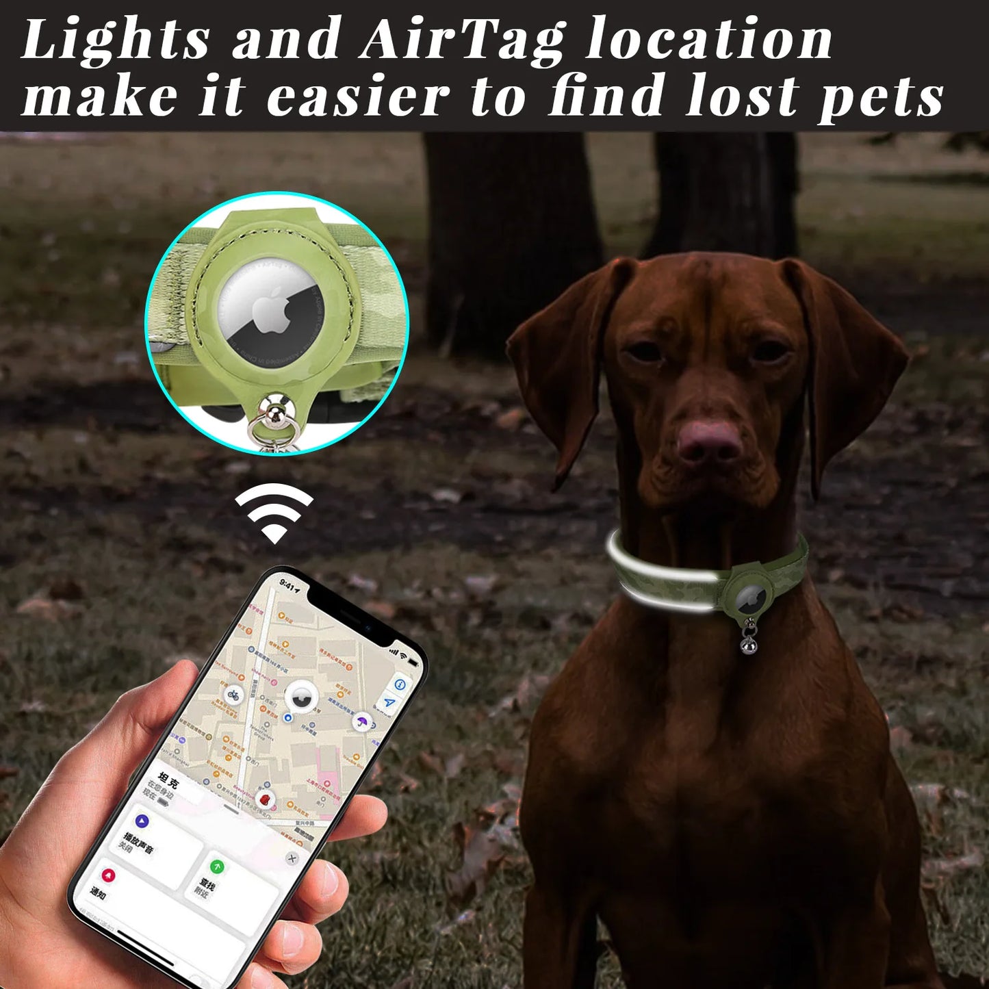 New Removable Locating Pet Collar Airtag Collar Anti-Lost Dog Tracker Protective Case Dog Collar Outdoors Walking Pet Supplies